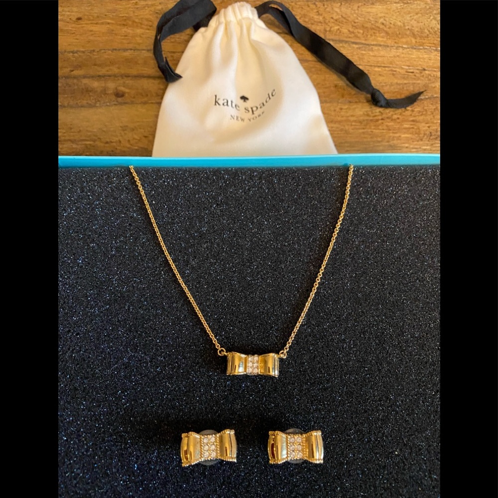 Kate Spade bow necklace and earring set NWOT